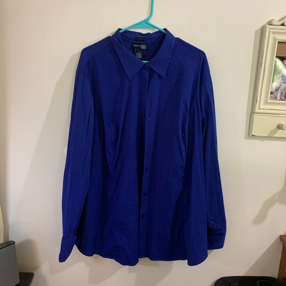 Blue Button Up Blouse 26/28 Venezia